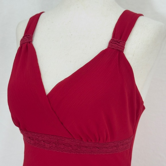 Y2K Babydoll Midi Dress‎ Womens Small Red High Low Holiday Party Fairy 90s Lined - Picture 4 of 11